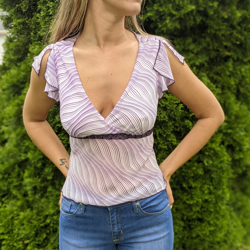 Vintage 90s sheer tie back blouse